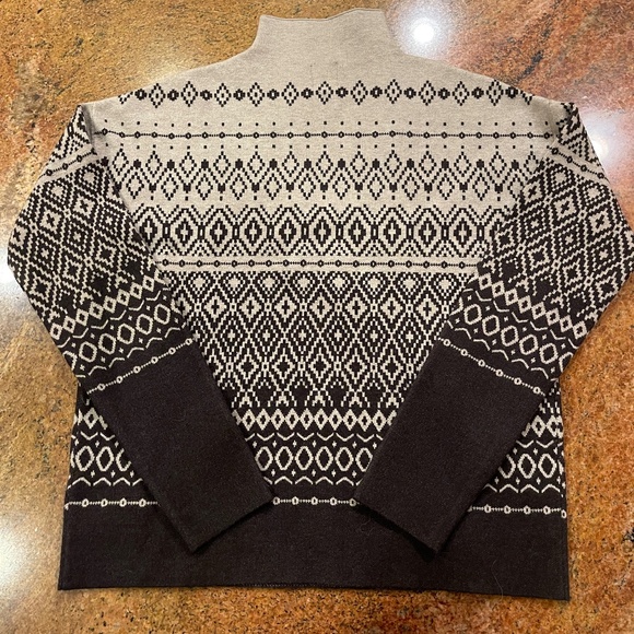 NEW! Joie Fair Isle Grey/Black Funnel, Mock Neck Pull Sweater Size XS - Picture 4 of 11
